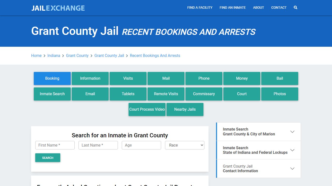 Grant County Jail Recent Bookings And Arrests - Jail Exchange