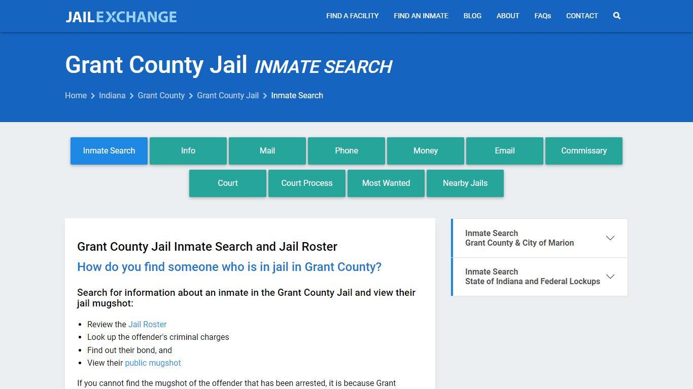 Inmate Search: Roster & Mugshots - Grant County Jail, IN